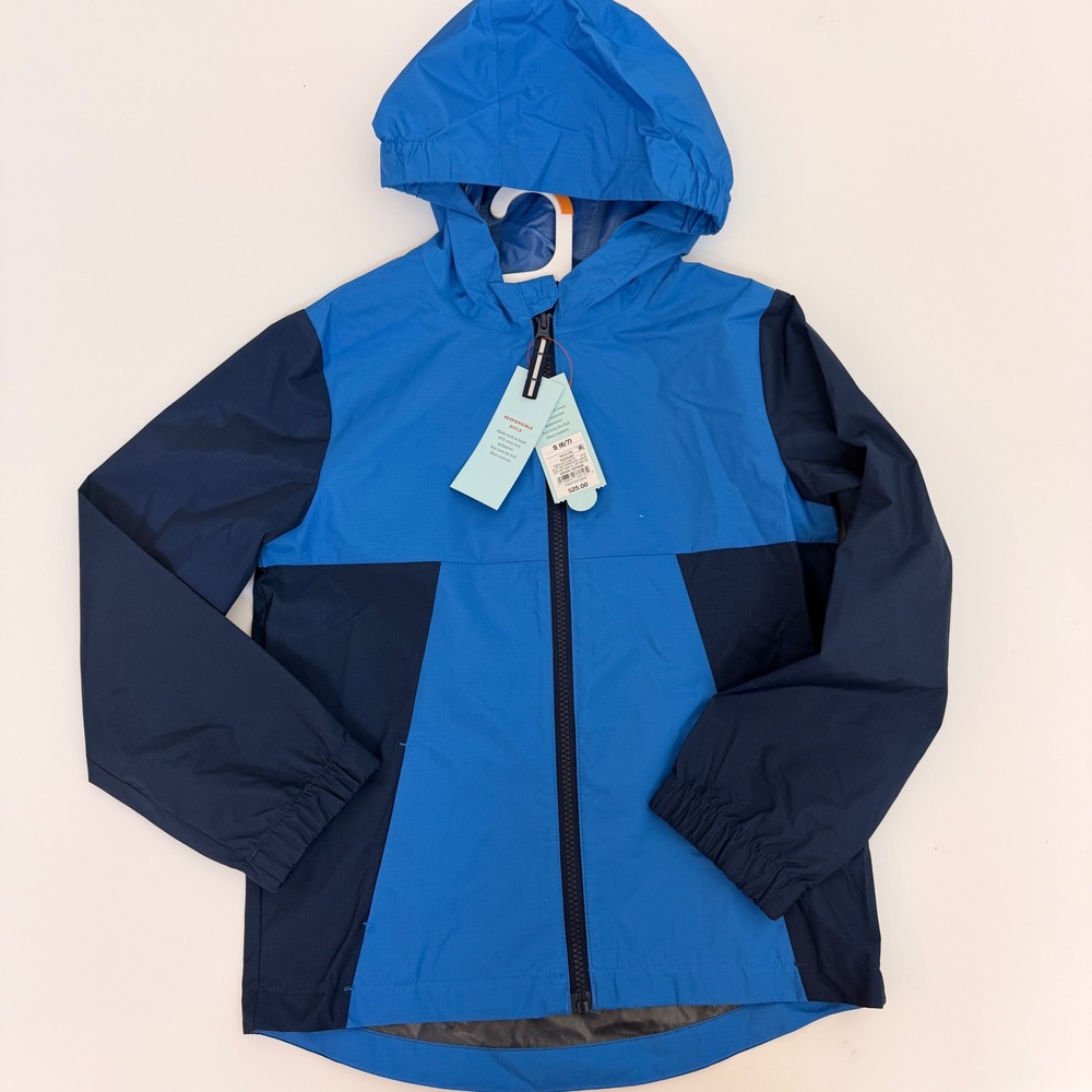 Cat & Jack Boys Blue Colorblock Hooded Windbreaker Jacket Size S 6/7 NWT